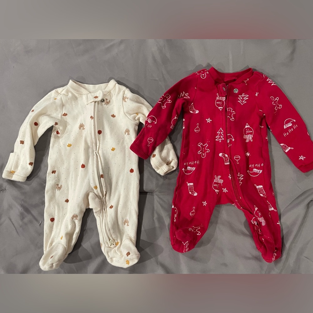 Festive Red and Cream Kids Footies